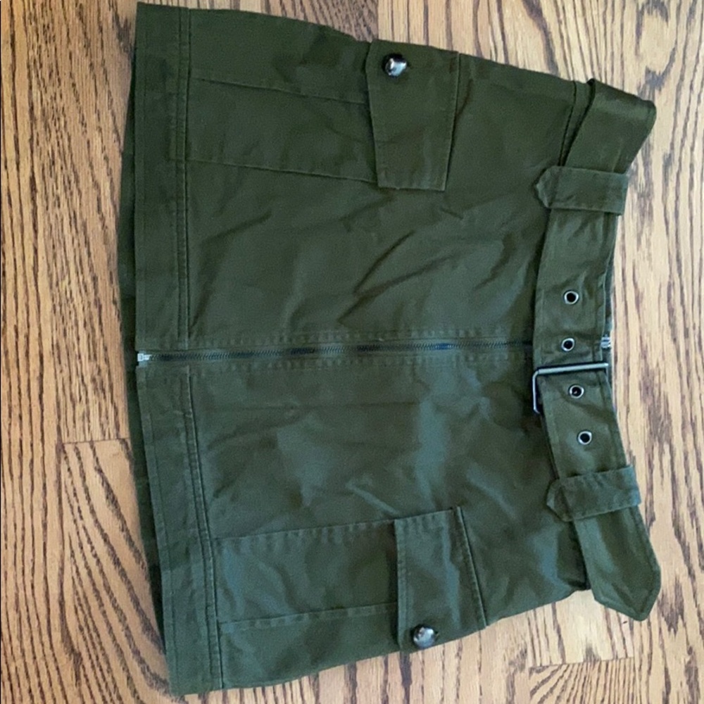 Army green mini skirt!